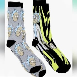 Rick and Morty Hypnotic Novelty Two Pairs Crew Socks NEW!